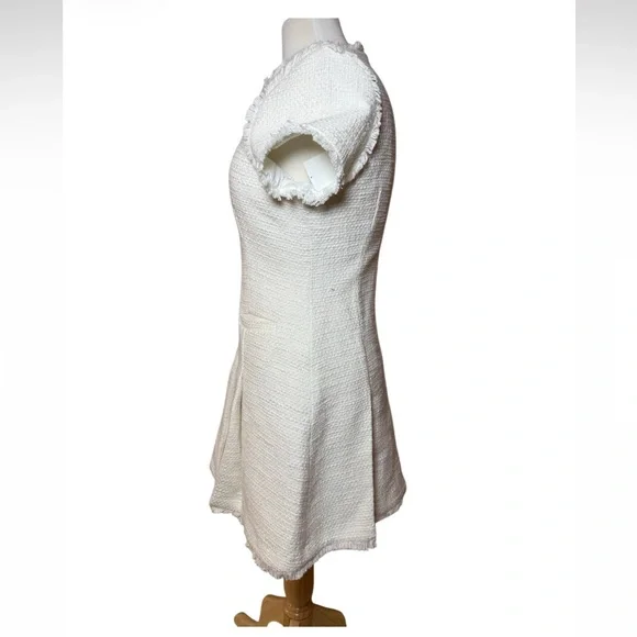 Cinq à Sept Nova Tweed Cream Fit & Flare Pleated Mini Dress-NWT Size 8